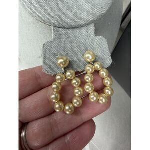 Marvella Faux Pearl Cream Ivory Screwback Earrings Vintage Classic